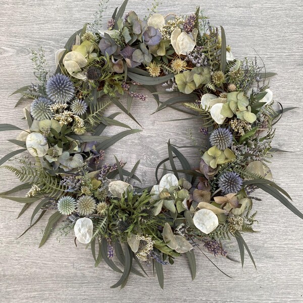 Thistle & Bracken Wreath, Dried Garden Flower Wreath, Dried flower wreath. FREE 2nd class UK postage.