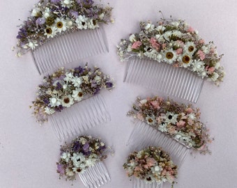 Bridal Hair Combs, Wedding Dried Flower Hair Combs in 3 sizes, 2 colour choices.