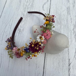 Flower Mix Hair Bands, Wedding Dried Flower Alice Bands, Flower Headband, in 2 band colours. image 4