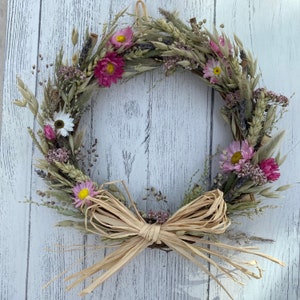 Petite Festival Dried Flower Wreath, Dried Flowers, Natural, Meadow Flowers. image 1