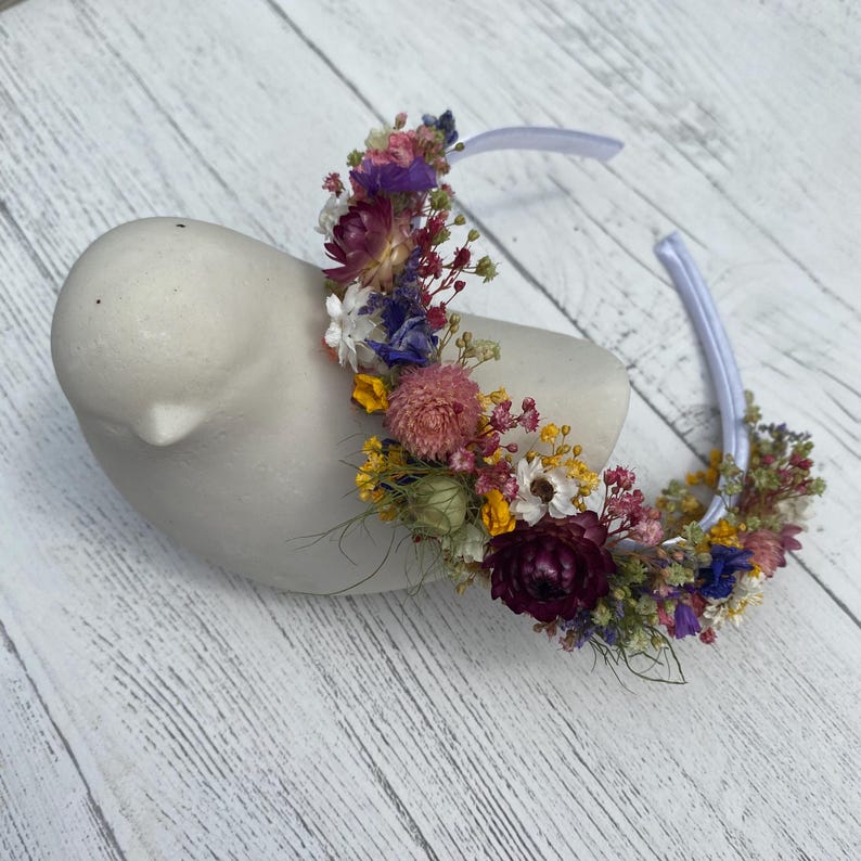 Flower Mix Hair Bands, Wedding Dried Flower Alice Bands, Flower Headband, in 2 band colours. image 7