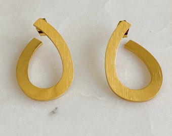 Never Met Ever Hoop Earrings - Curved Design with Brushed Finish for a Stylish Statement