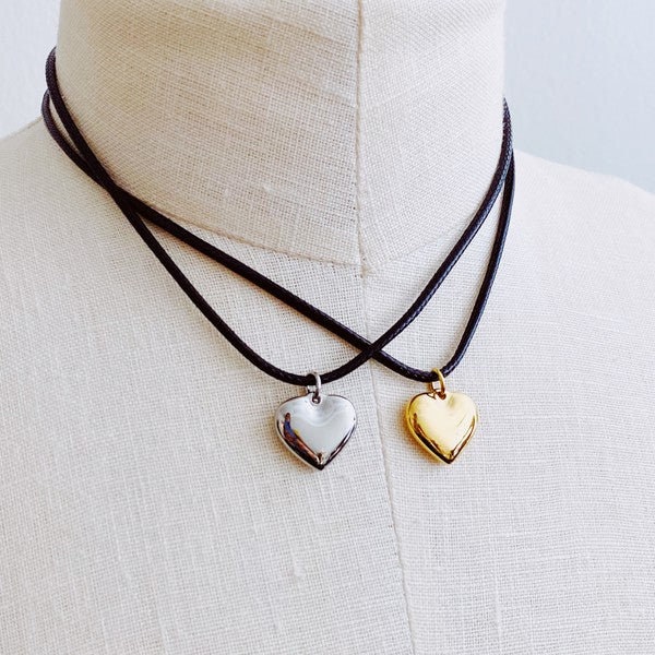 Heart Leather Cord Necklace - Etsy