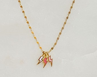 18K Gold Lightning Bolt Necklace - Dainty and Fun