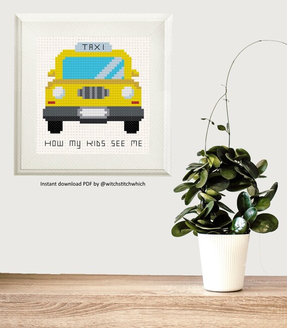 Yellow Taxi Cab Parent Mums Dads Humour Funny Vehicle Car Etsy