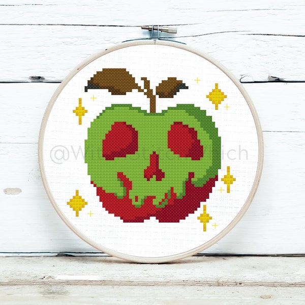 Poison Apple Skull Cross Stitch Pattern