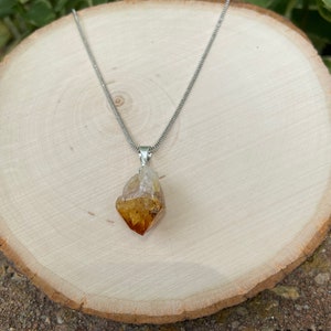 Real citrine crystal necklace on silver plated chain