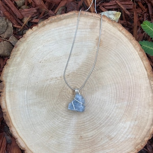 Raw blue calcite wire wrapped necklace