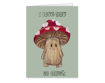 mushroom - i love you so mush card digital download!  valentines day card \ anniversary card