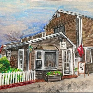Rockport MA Original Painting - Bearskin Neck Urban Landscape Art