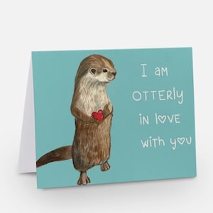 loutre * téléchargement numérique * carte de Saint Valentin \ carte d'anniversaire