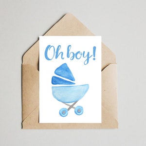 Druckbare Grußkarte 5x7 - Oh Junge - Handgemaltes Aquarell - JPG und PDF