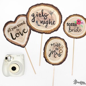 16 Printable Bachelorette Party Photo Booth Props - Wood Slice Style ...