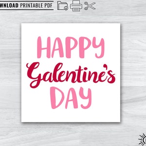 Druckbarer Galentines Tag Geschenkanhänger 2 "x 2" Quadratisch - Sofortiger Download und Druck PDF - Druckbarer Cookie Anhänger - Happy Galentine's Day