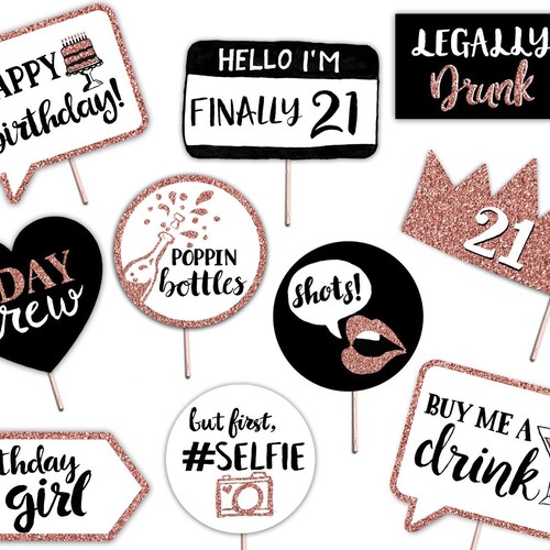Funny Adult Birthday Printable Photo Booth Props Rose Gold - Etsy
