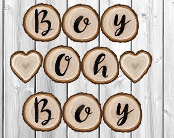 Boy Oh Boy Banner – Rustic Baby Shower Party Decor (Digital Download)