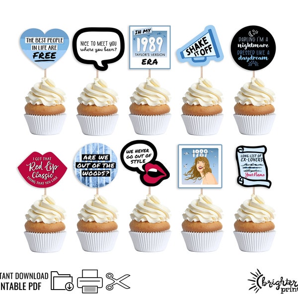 Printable 1989 TV Cupcake Toppers | Instant Download DIY 1989 Party Decor | TS inspired Eras