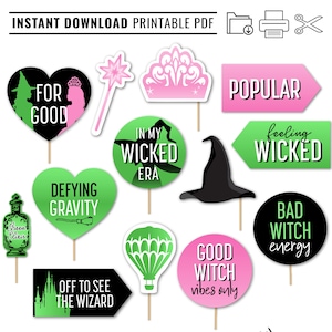Accesorios imprimibles para fotos de la Bruja Buena / Descarga instantánea Decoración para fiestas temáticas de brujas (hazlo tú mismo)