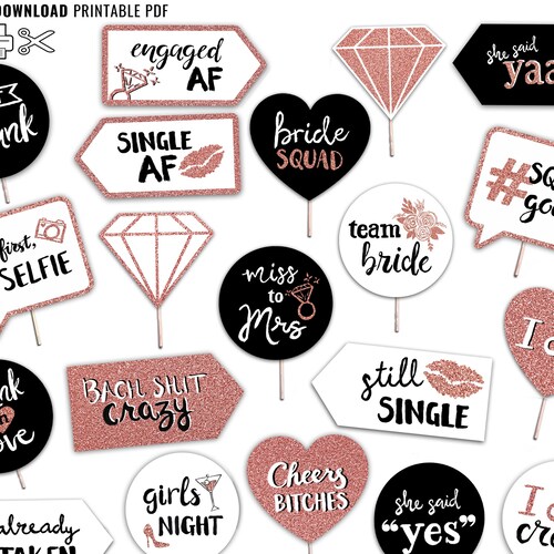 Printable Bachelorette Party Photo Booth Props INSTANT - Etsy