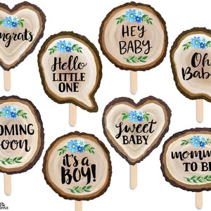 Rustic Baby Shower Boy - Printable Photo Booth Props - 8 Hand Painted ...