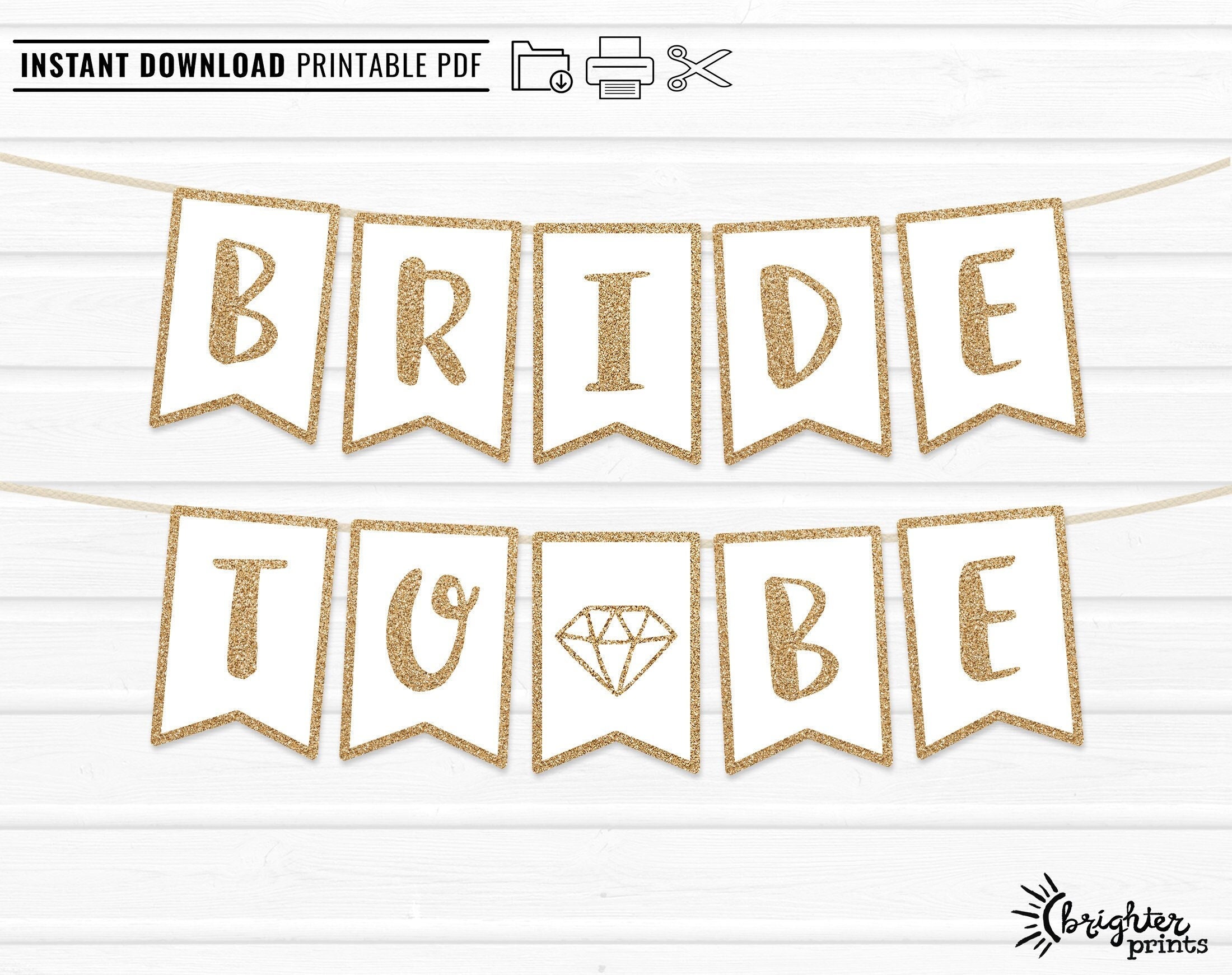Bride to Be Printable Banner Gold Confetti Glitter Bridal Shower Party  Printable Digital File, DIY Print / Instant Download / 4CG -  Israel