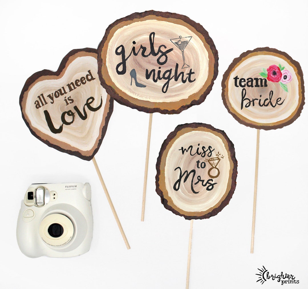 16 Printable Bachelorette Party Photo Booth Props - Wood Slice Style ...