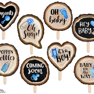 Rustic Baby Shower Boy - Printable Photo Booth Props - 8 Hand Painted ...