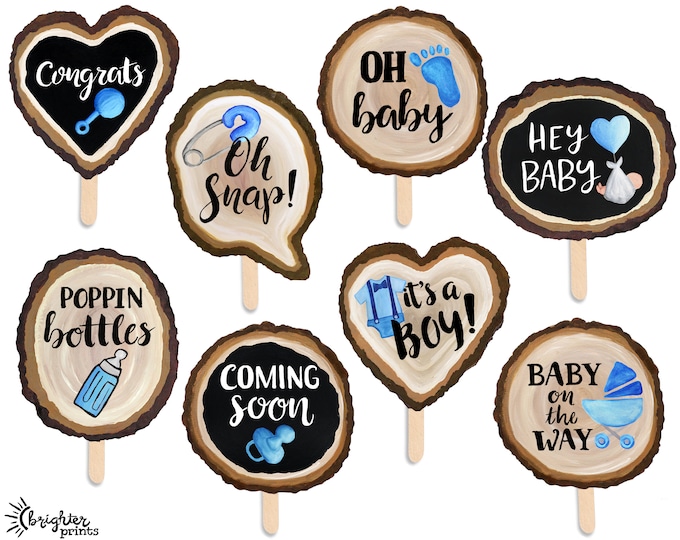 Rustic Baby Shower Boy Printable Photo Booth Props 8 Hand - Etsy