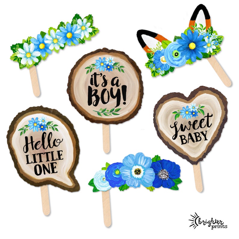 Rustic Baby Shower Boy Printable Photo Booth Props 12 Hand | Etsy