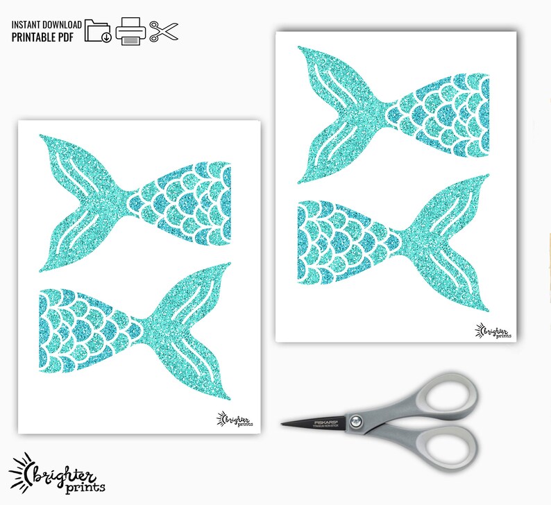 Printable Mermaid Tail Banner DIY Instant Download Digital - Etsy