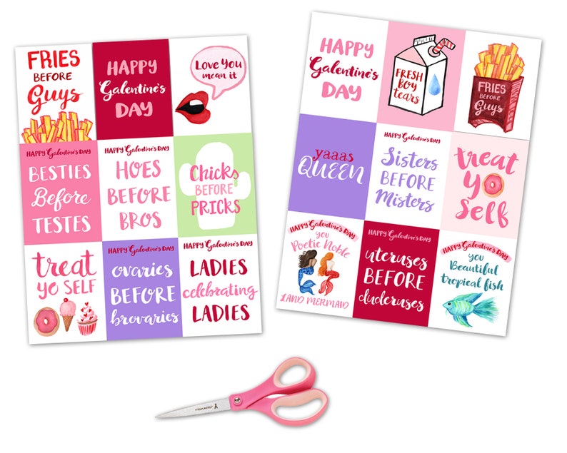 Printable Galentines 18 Designs Galentine's Day Adult Etsy