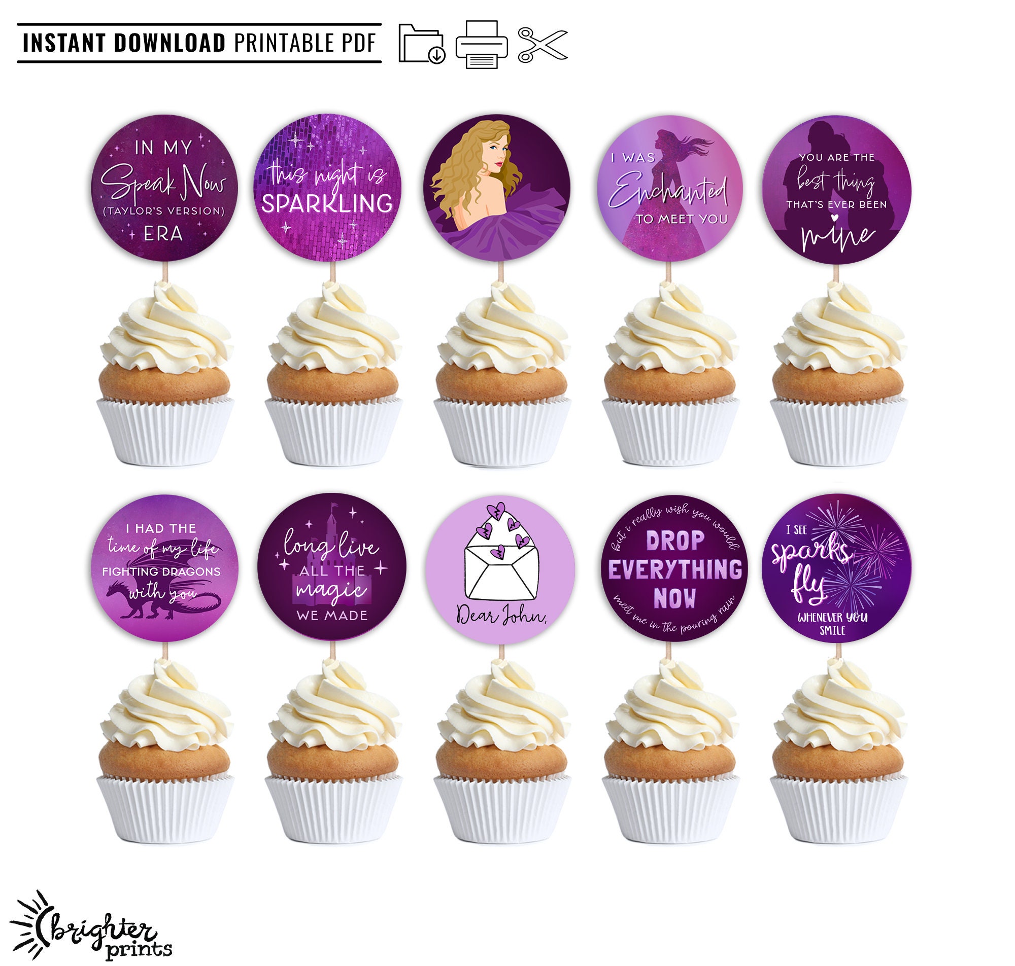 Printable Taylor Swift Party Cupcake Toppers TS Eras Speak Now Swifties Taylor  Swift Cupcake Toppers Swiftie Party Taylor Swift Decorations 