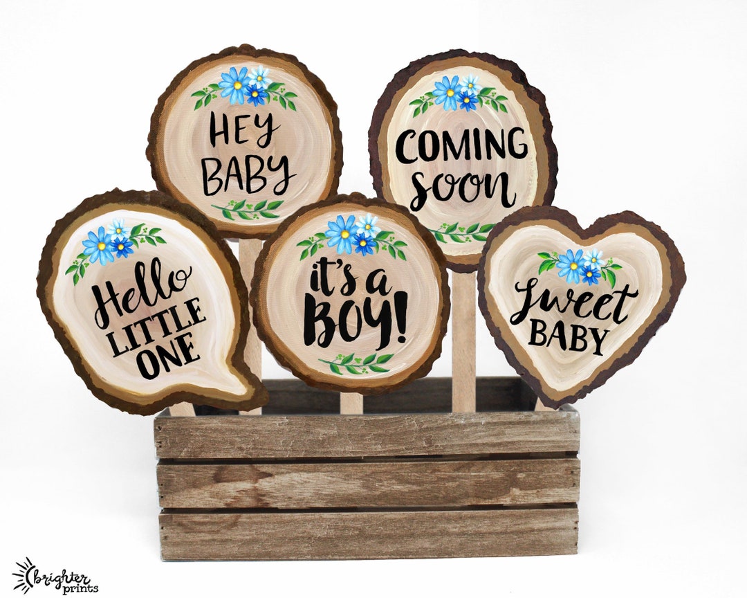 Rustic Baby Shower Boy - Printable Photo Booth Props - 8 Hand Painted ...