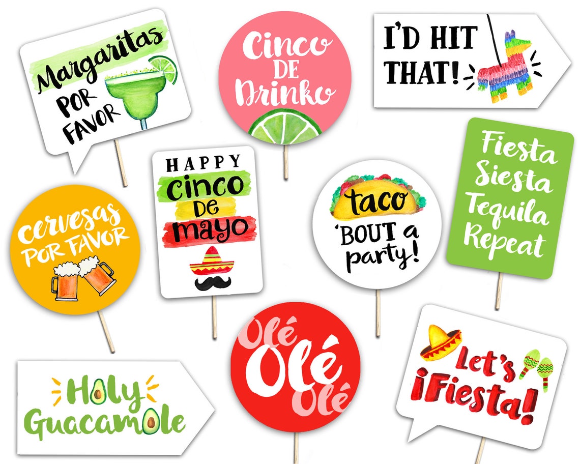 Fiesta Printable Photo Booth Props Cinco De Mayo 10 Funny - Etsy