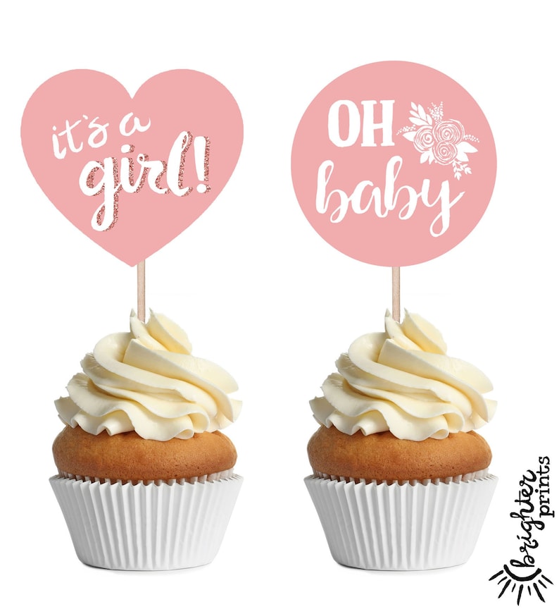 Baby Shower Cupcake Toppers Printable It's a Girl Oh Etsy