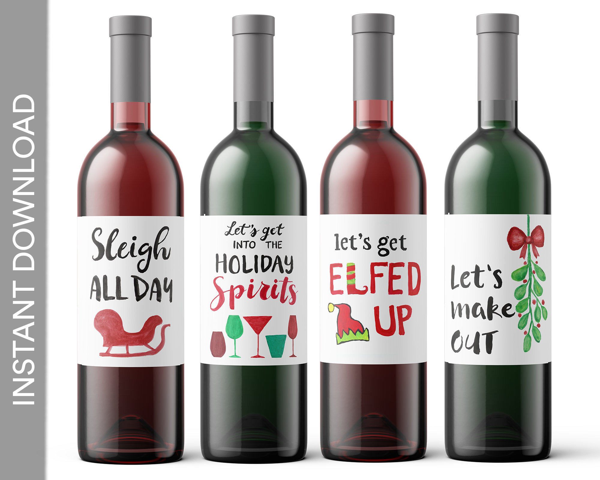 holiday printable wine bottle labels - funny christmas party - 4