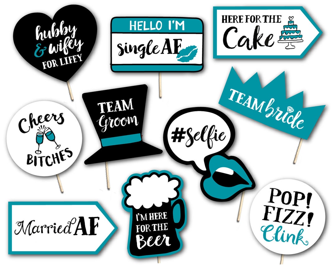 Funny Wedding Printable Photo Booth Props 10 Signs Hand Lettering funny-wedding-printable-photo-booth-props-10-signs-hand-lettering