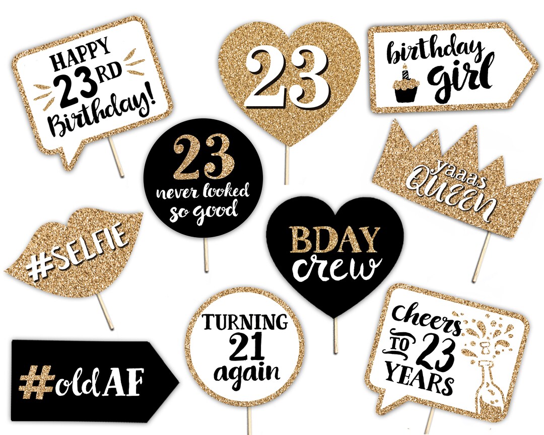 23rd Birthday Printable Photo Booth Props - 10 Signs - Instant Download ...