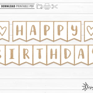 Printable Happy Birthday Banner INSTANT DOWNLOAD - DIY Download &amp; Print ...