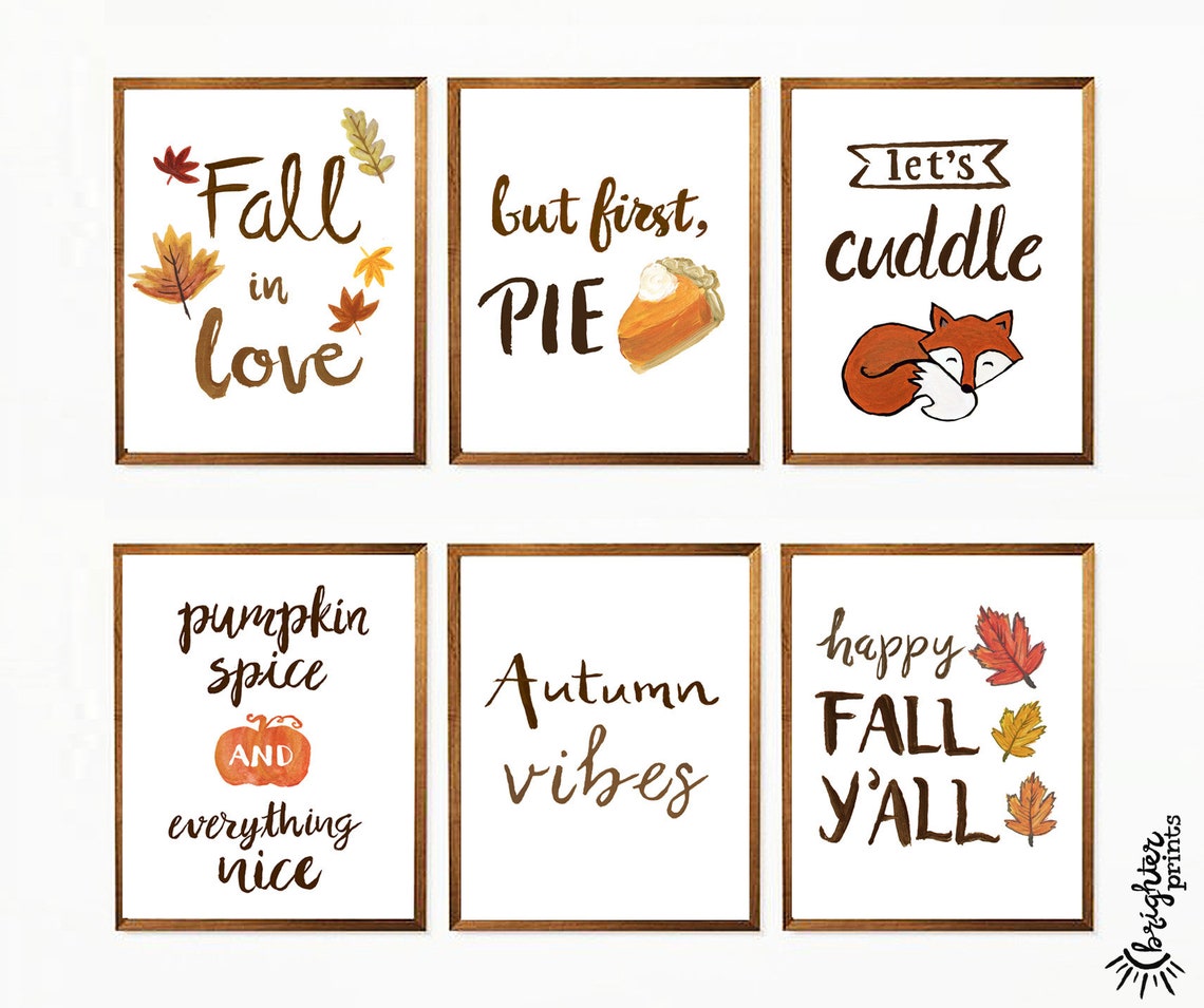 Fall Printable Wall Art - Set of 6 Hand-painted Prints - Autumn Wall ...