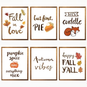 Fall Printable Wall Art - Set of 6 Hand-painted Prints - Autumn Wall ...