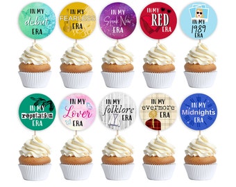 Printable Eras Cupcake Toppers | Instant Download DIY Party Decor | All 10 Eras | TS Taylor Swift Inspired
