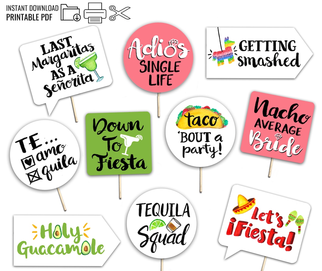 Fiesta Bachelorette Printable Photo Booth Props - 10 Funny Printable ...