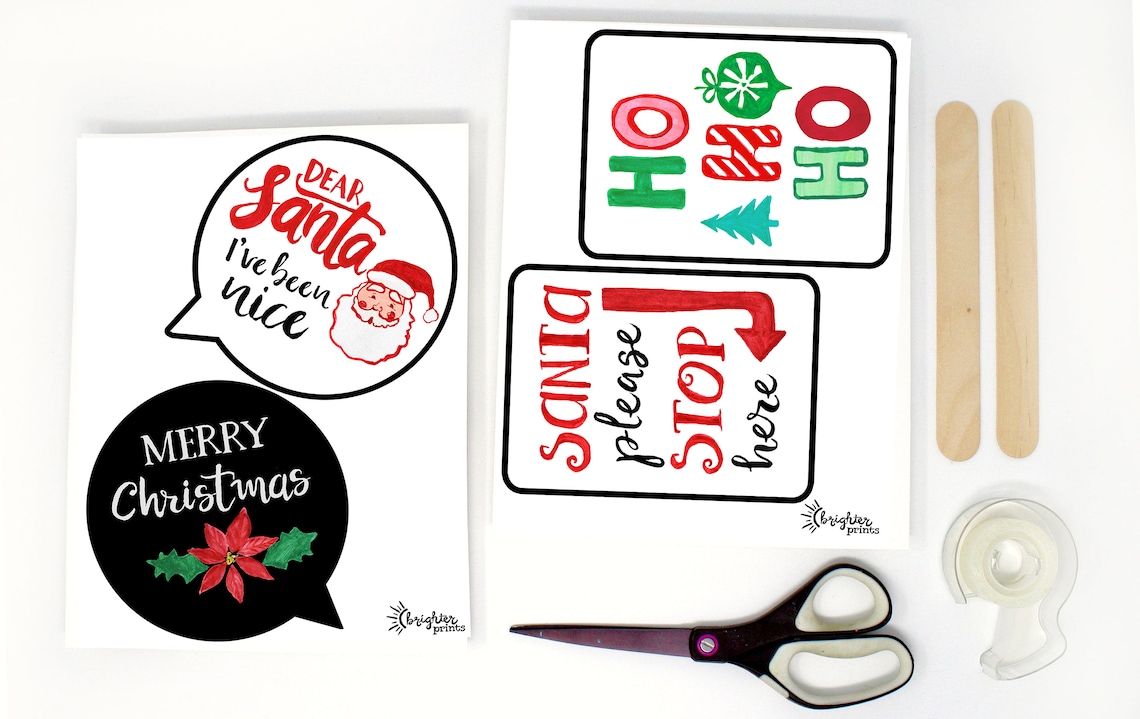 Christmas Photo Booth Props 10 Printable Hand Painted Signs - Etsy