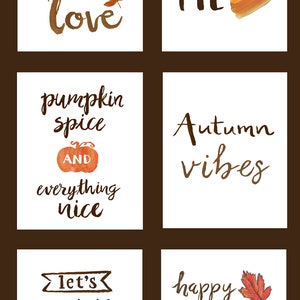 Fall Printable Wall Art - Set of 6 Hand-painted Prints - Autumn Wall ...