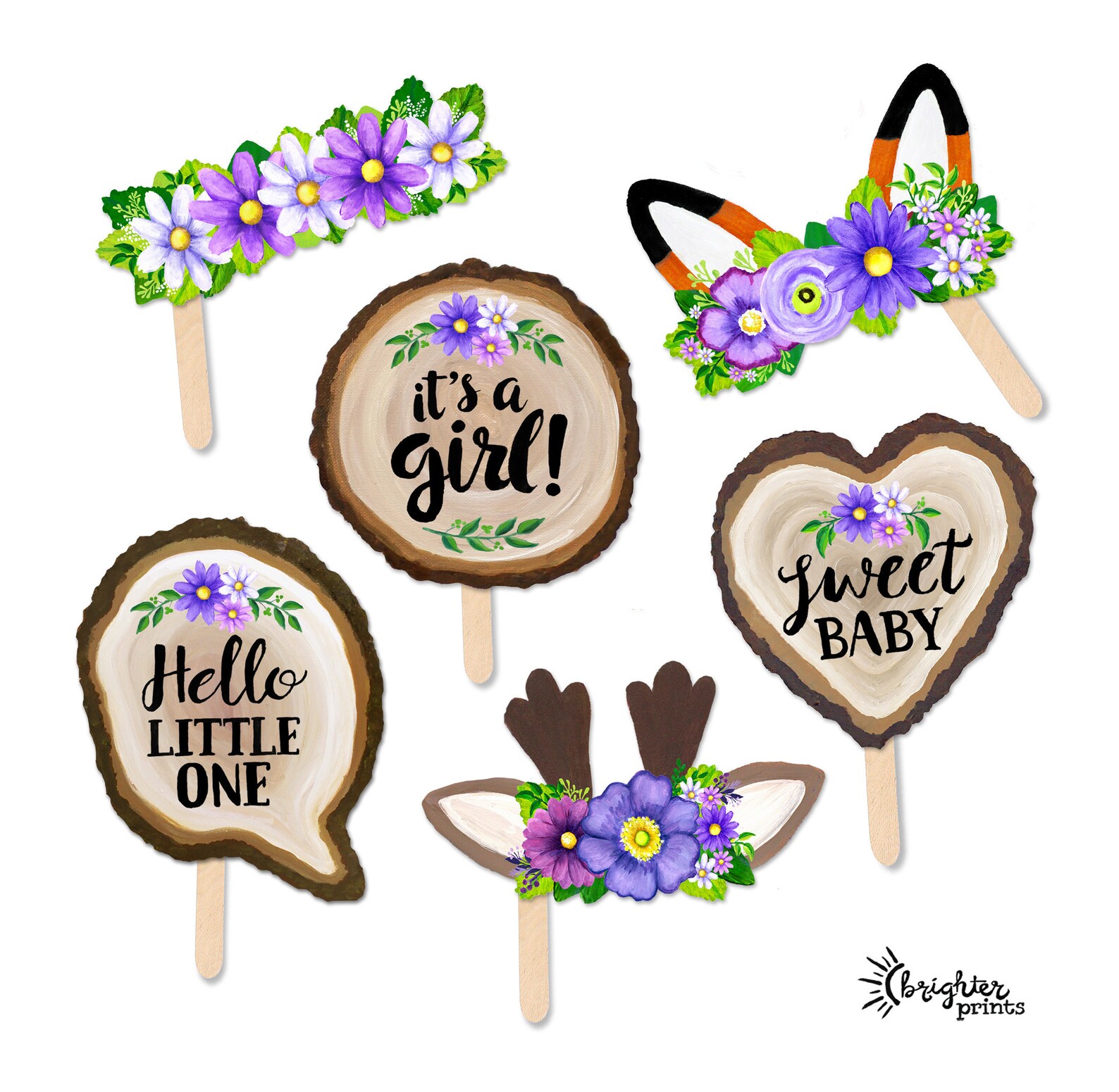 Rustic Baby Shower Girl Printable Photo Booth Props 12 - Etsy
