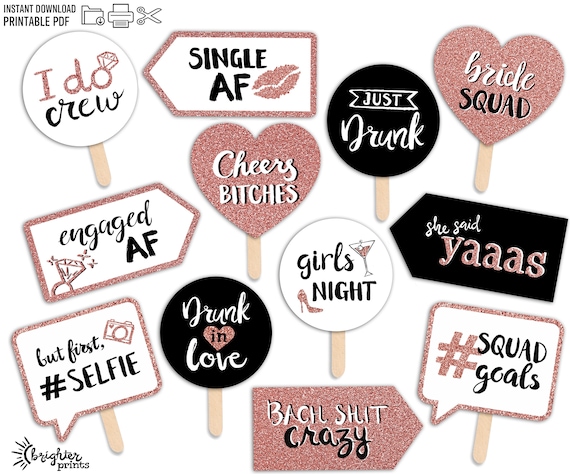 Wedding and Bachelorette Party Photo Booth Props Set Stock Vector