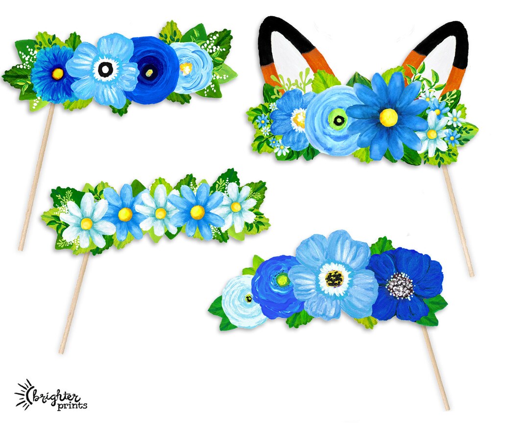 Printable Flower Crown Party Photo Booth Props - 4 Printable Hand ...