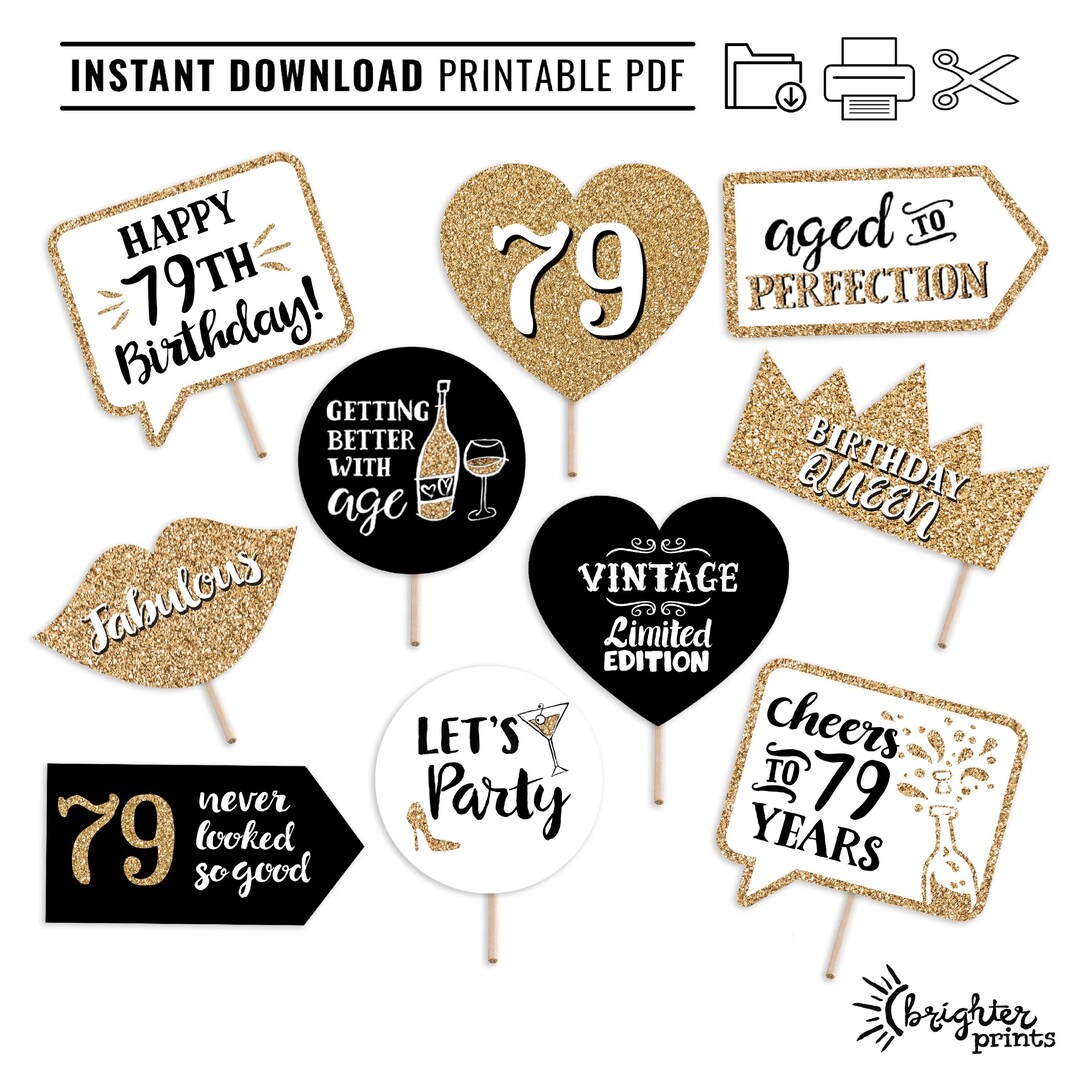 79th Birthday Printable Photo Booth Props - 10 Signs Instant Download ...