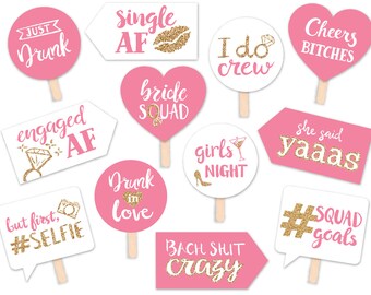 Printable Bachelorette Party Photo Booth Props INSTANT - Etsy